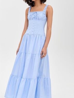 MOONRIVER women’s sleeveless corset top maxi light blue: size M